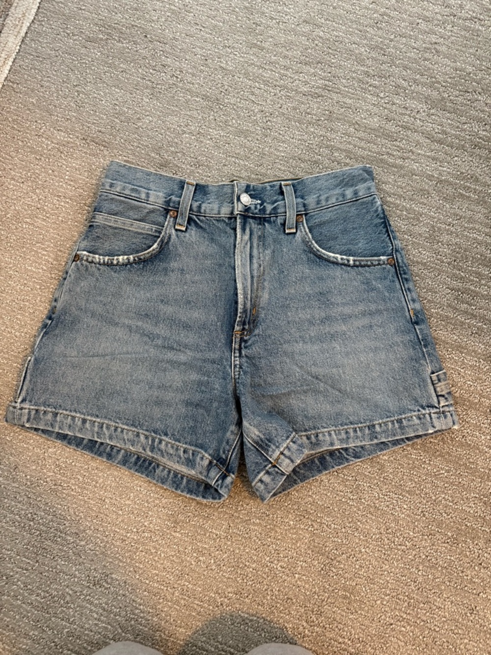 Agolde Vintage-Inspired Light Blue Denim Shorts